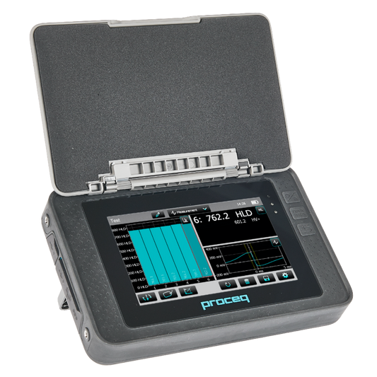 Proceq Equotip 550 portable hardness tester with touchscreen display