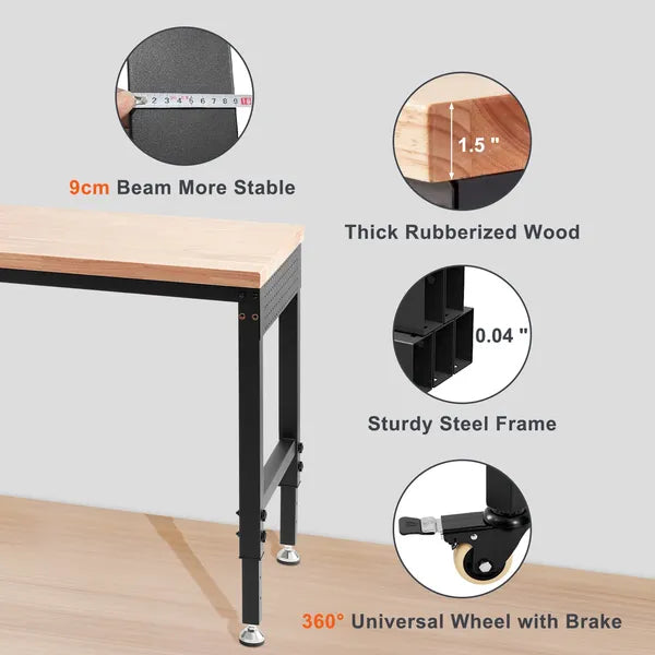 Workbench with features highlighted on a gray background